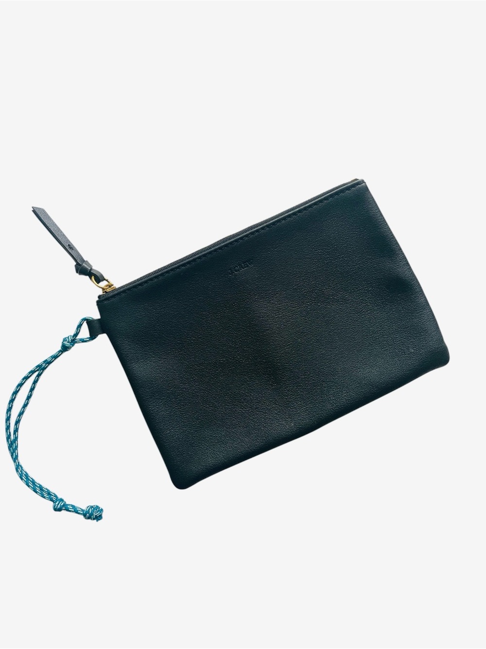 J.CREW Wristlet Pouch Genuine Leather Bag Black Womens